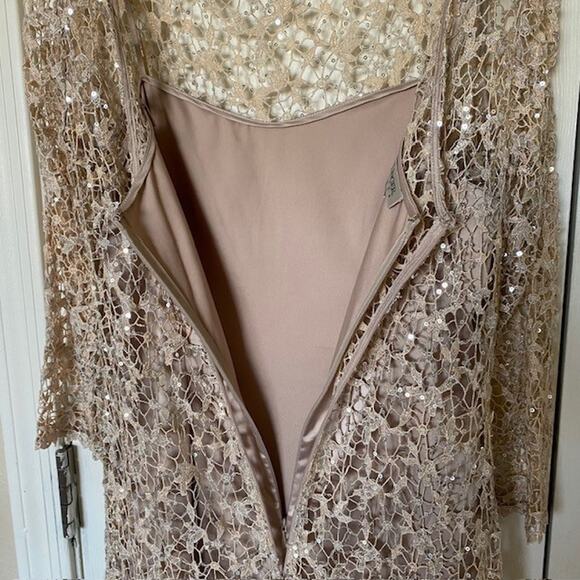 Exquisite Kay Unger Dress sz 6 taupe fall wedding guest mother of - Picture 6 of 14